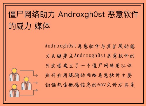 僵尸网络助力 Androxgh0st 恶意软件的威力 媒体