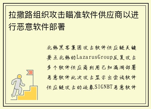 拉撒路组织攻击瞄准软件供应商以进行恶意软件部署 